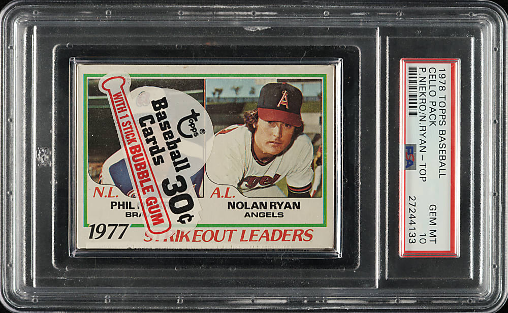1978 Topps Unopened Cello Pack PSA GEM MINT 10 - Nolan Ryan and Phil Niekro on Top