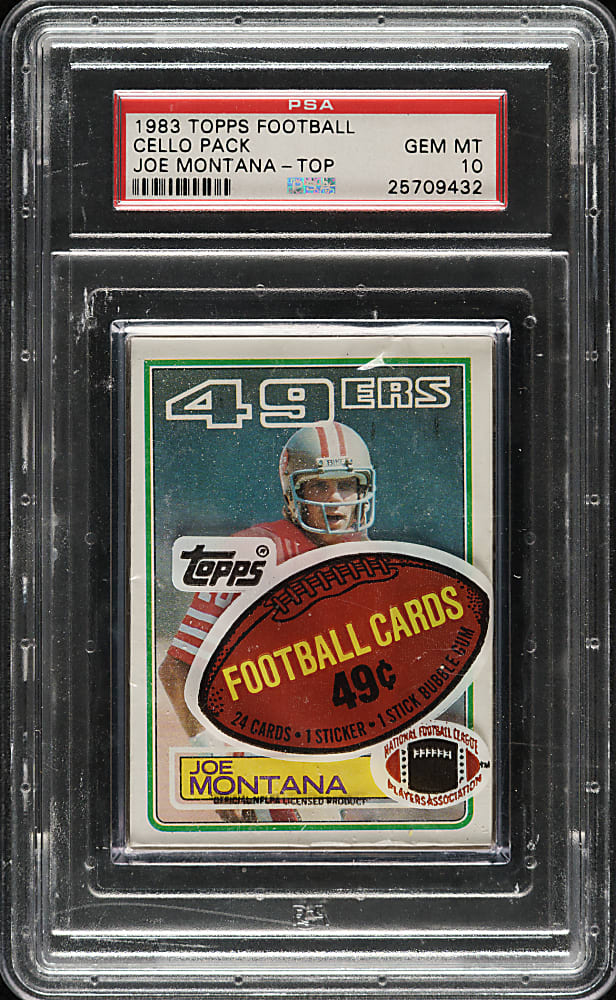 1983 Topps Football Unopened Cello Pack PSA GEM MINT 10 - Joe Montana on Top
