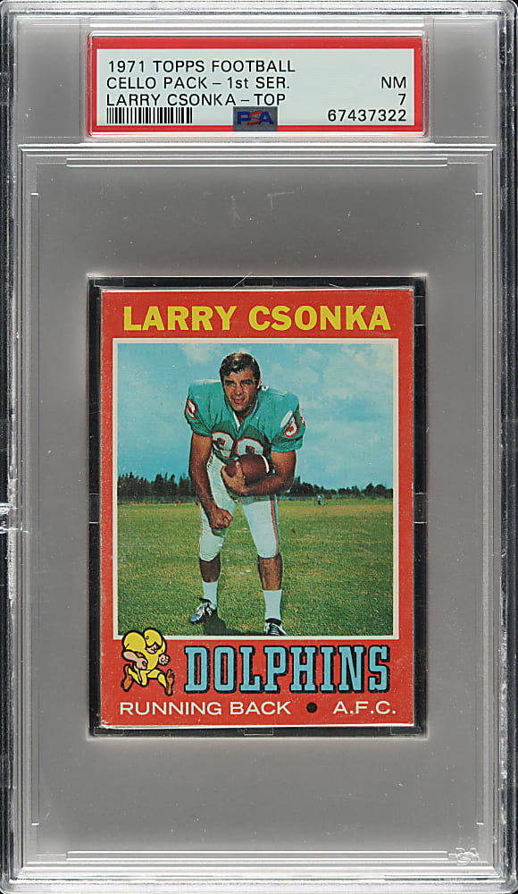 1971 Topps Football First Series Unopened Cello Pack PSA NM 7 - Larry Csonka on Top