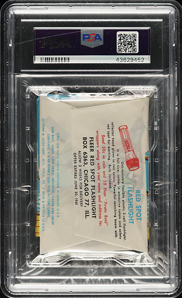 1961 Fleer "Pirates Bold" Unopened Wax Pack PSA NM 7