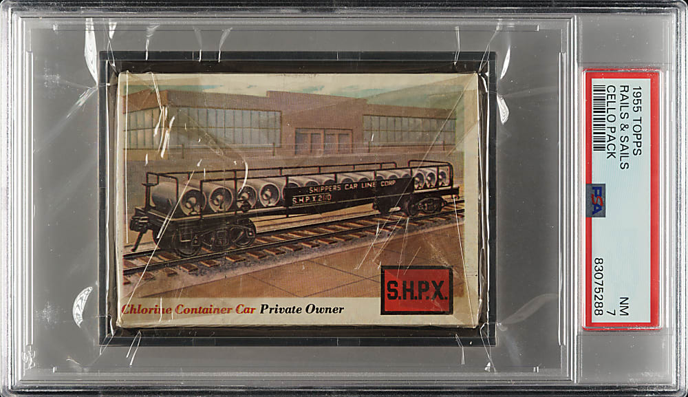 1955 Topps "Rails and Sails" Unopened Cello Pack PSA NM 7