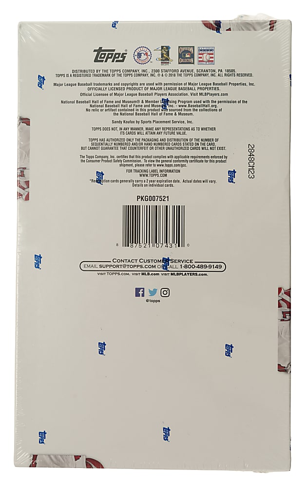 2018 Topps Update Factory-Sealed Unopened Hobby Box (36 Packs) - Shohei Ohtani, Juan Soto, and Ronald Acuna Jr. Rookie Year