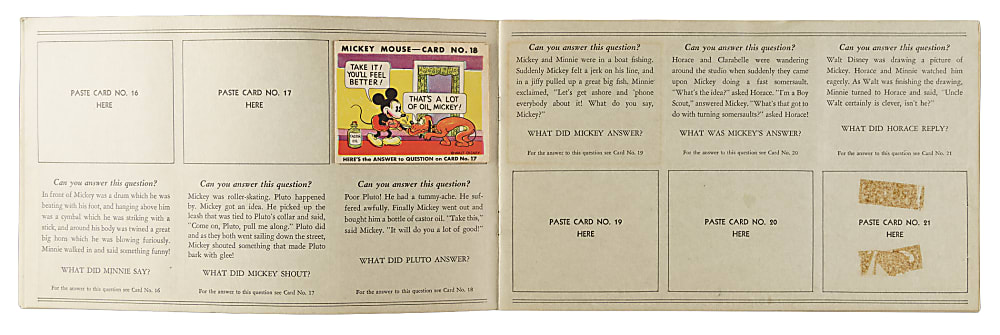 1935 R89 Gum, Inc. "Mickey Mouse" Bubble Gum Collection (6) in Original Display Album
