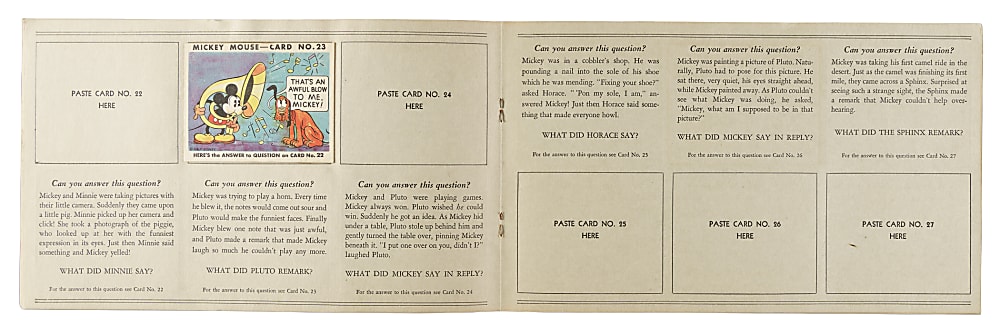 1935 R89 Gum, Inc. "Mickey Mouse" Bubble Gum Collection (6) in Original Display Album