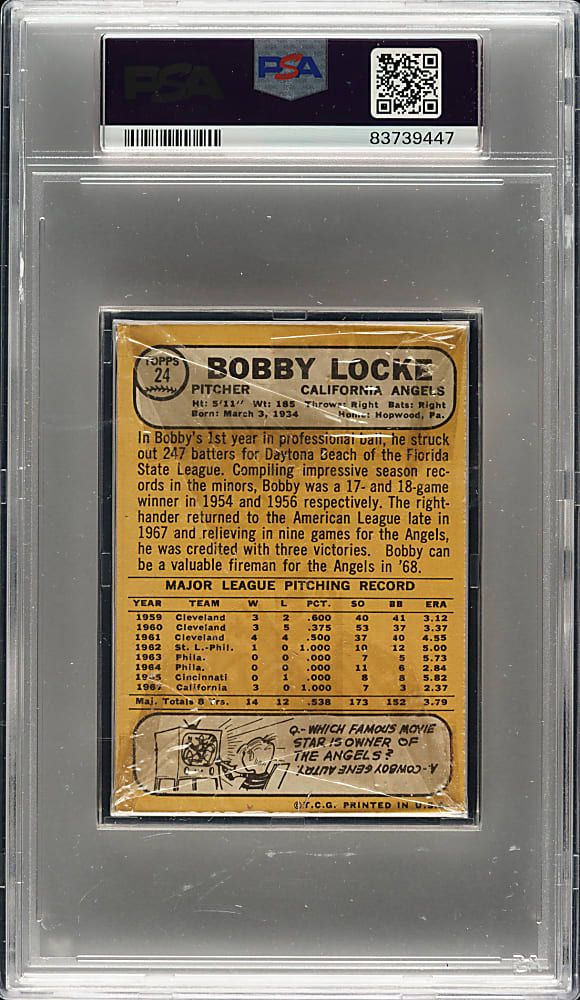 1968 Topps Unopened First Series Cello Pack PSA NM 7