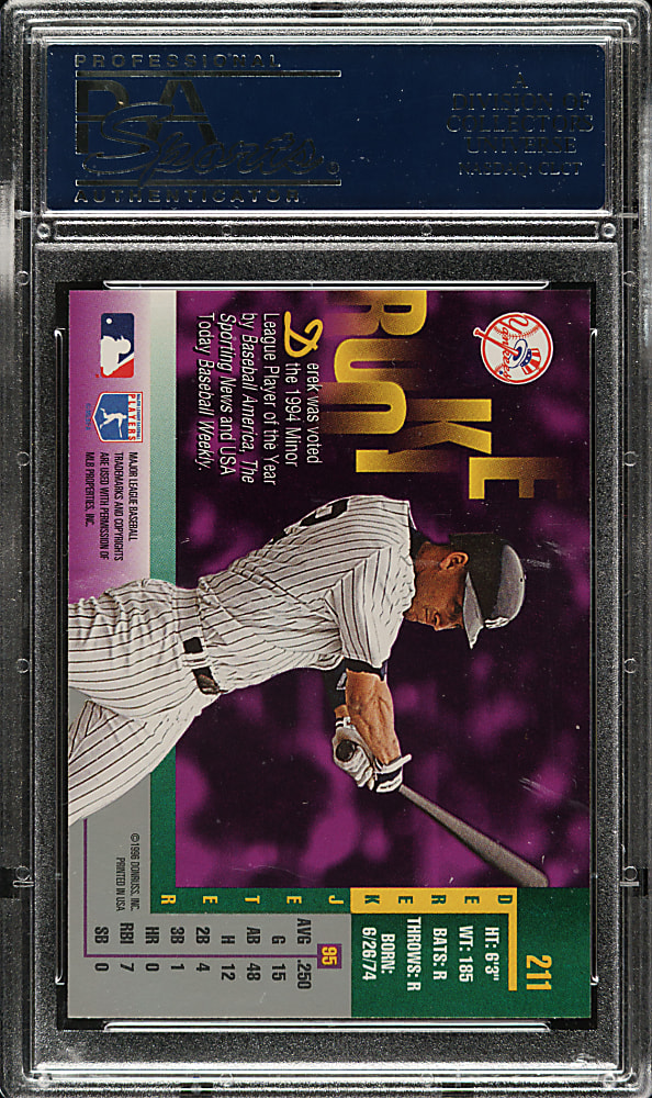 1996 Leaf #211 Derek Jeter Rookie Press Proof Silver PSA GEM MINT 10