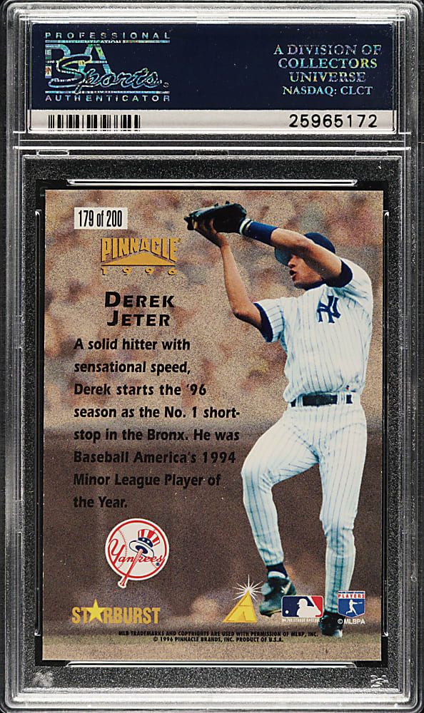 1996 Pinnacle #179 Derek Jeter Rookie Starburst Artist Proof PSA GEM MINT 10