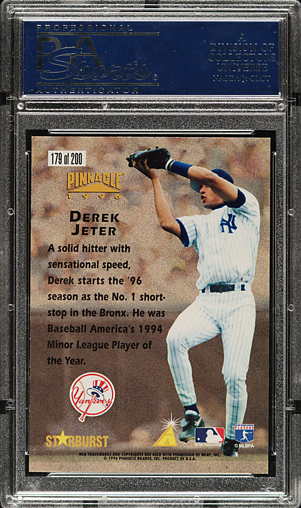 1996 Pinnacle #179 Derek Jeter Rookie Starburst PSA GEM MINT 10