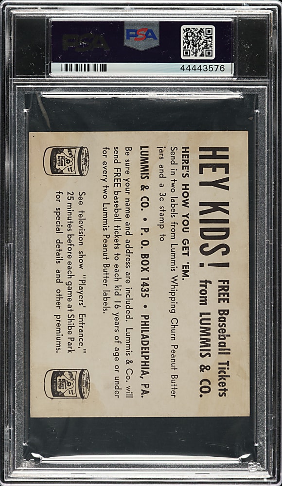 1949 Lummis Peanut Butter Phillies Robin Roberts PSA GOOD 2
