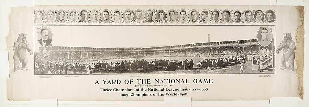 1908 "A Yard of the National Game" Chicago Cubs Panorama