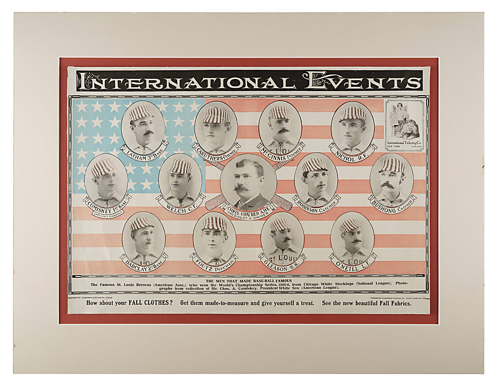 1885 St. Louis Browns Advertising Display with Charles Comiskey