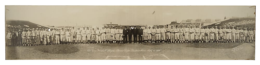 1922 Old Timers Game Team Panoramic Photograph with Cy Young and Nap Lajoie