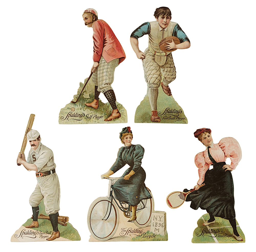 1896 H818 Spalding Die-Cut Advertising Stand-Ups Complete Set (5)