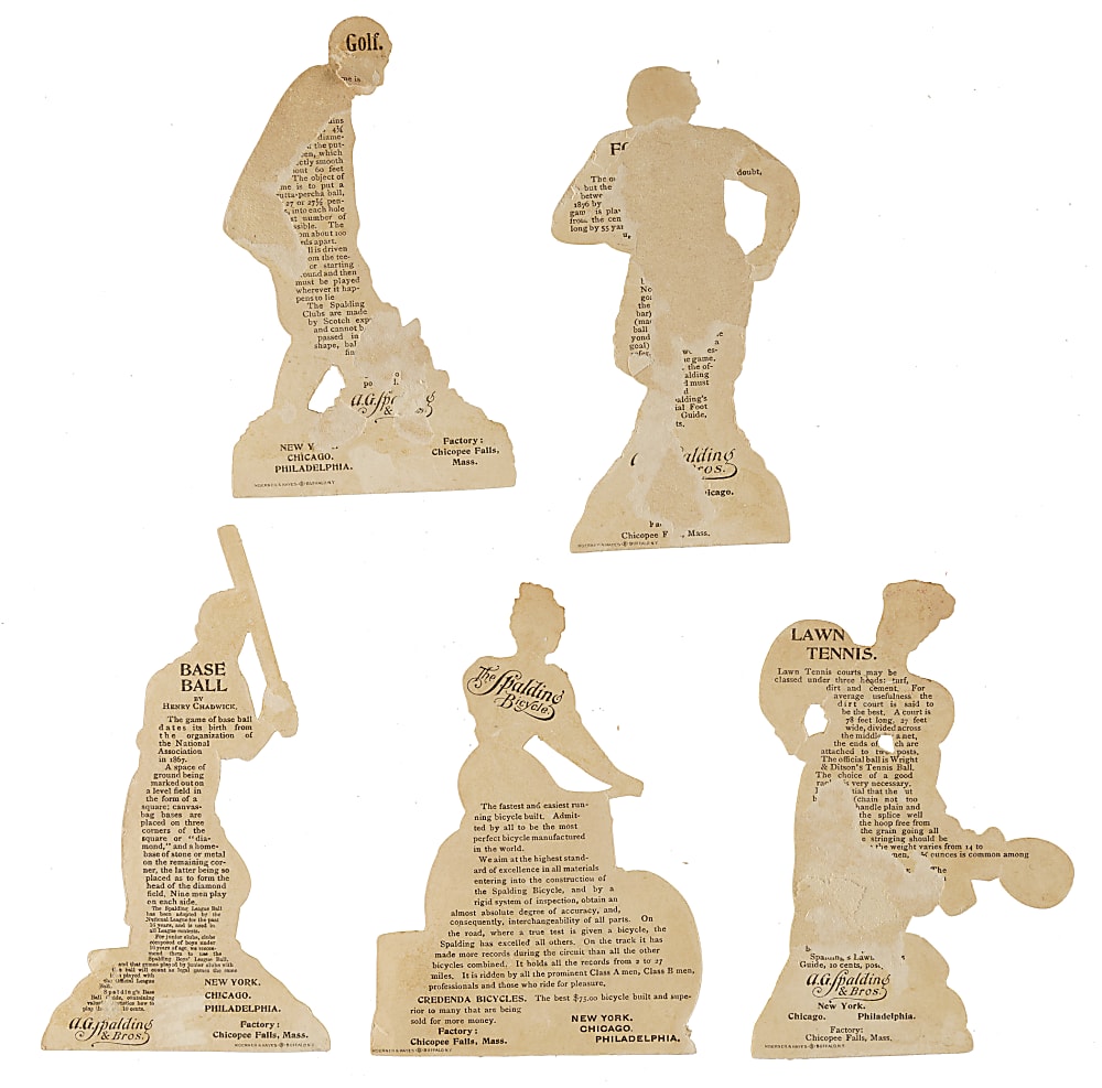 1896 H818 Spalding Die-Cut Advertising Stand-Ups Complete Set (5)