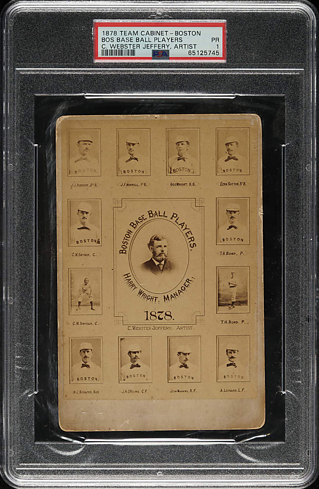 1878 Boston Red Stockings Team Cabinet with George Wright, Harry Wright, and Jim O'Rourke PSA POOR 1