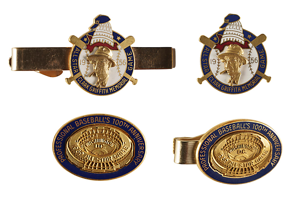 1956 to 1969 All-Star Game Tie Clip and Press Pin Collection (4)