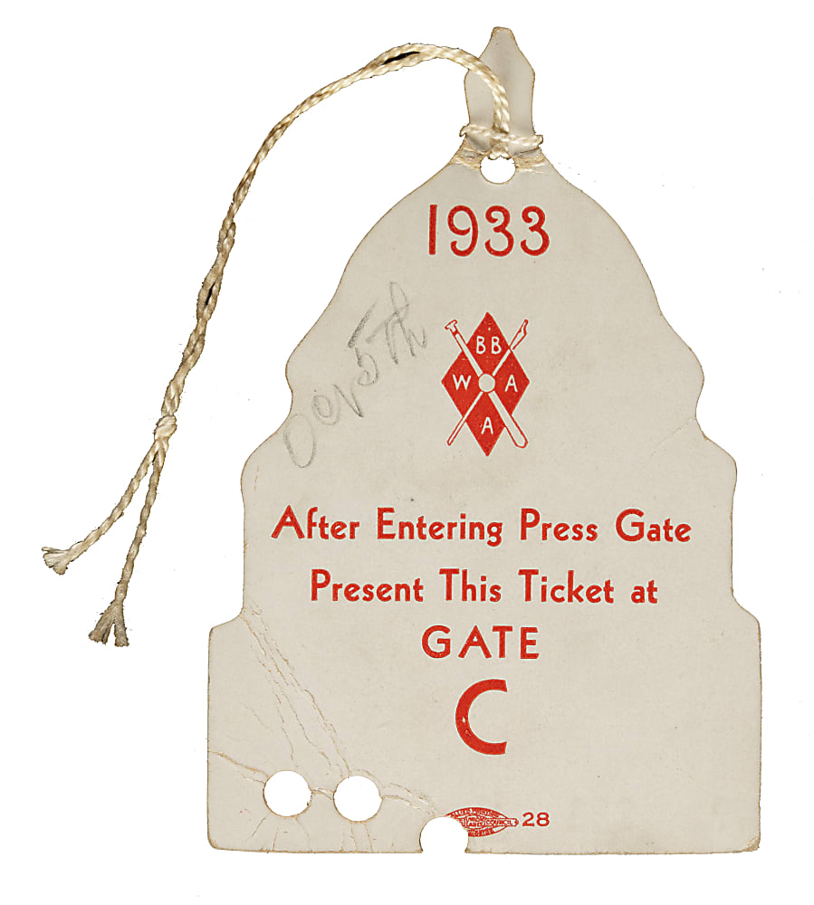 1933 World Series Press Pass
