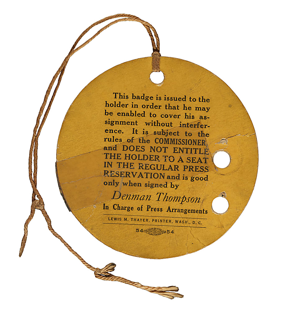 1925 World Series Field Reporter Pass