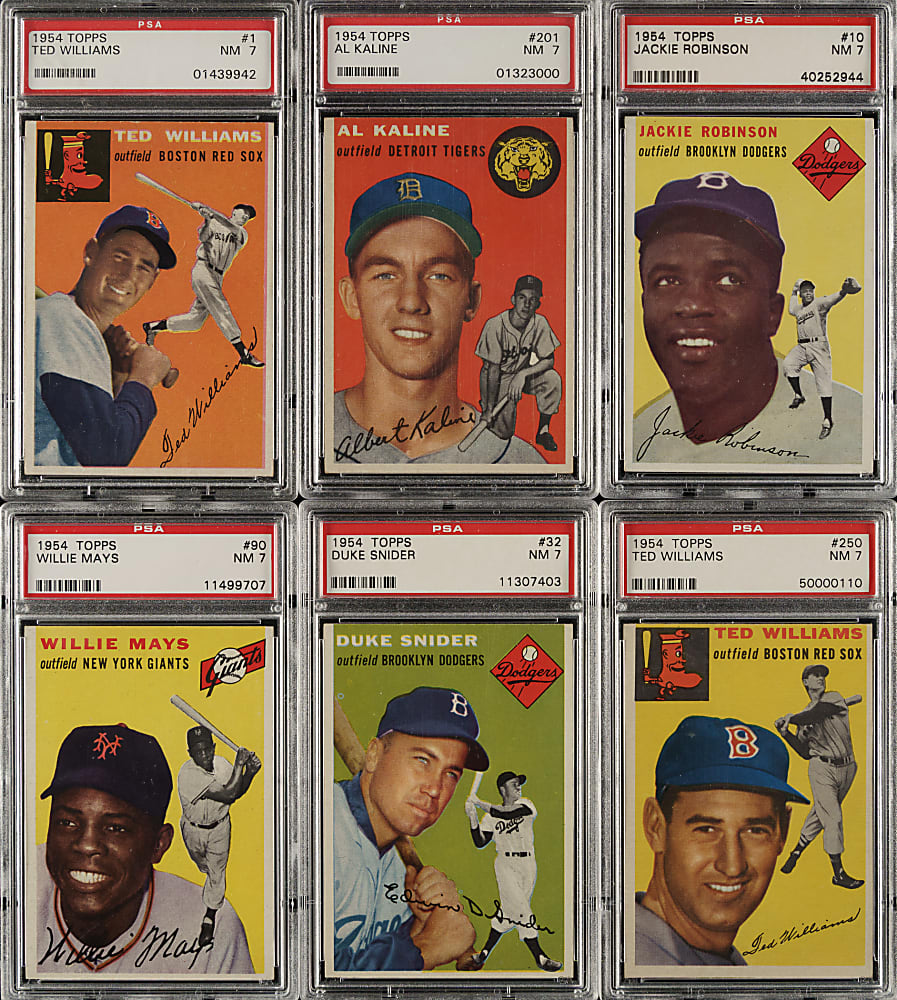 1954 Topps PSA-Graded Near-Complete Set (248/250) - All Graded NM 7