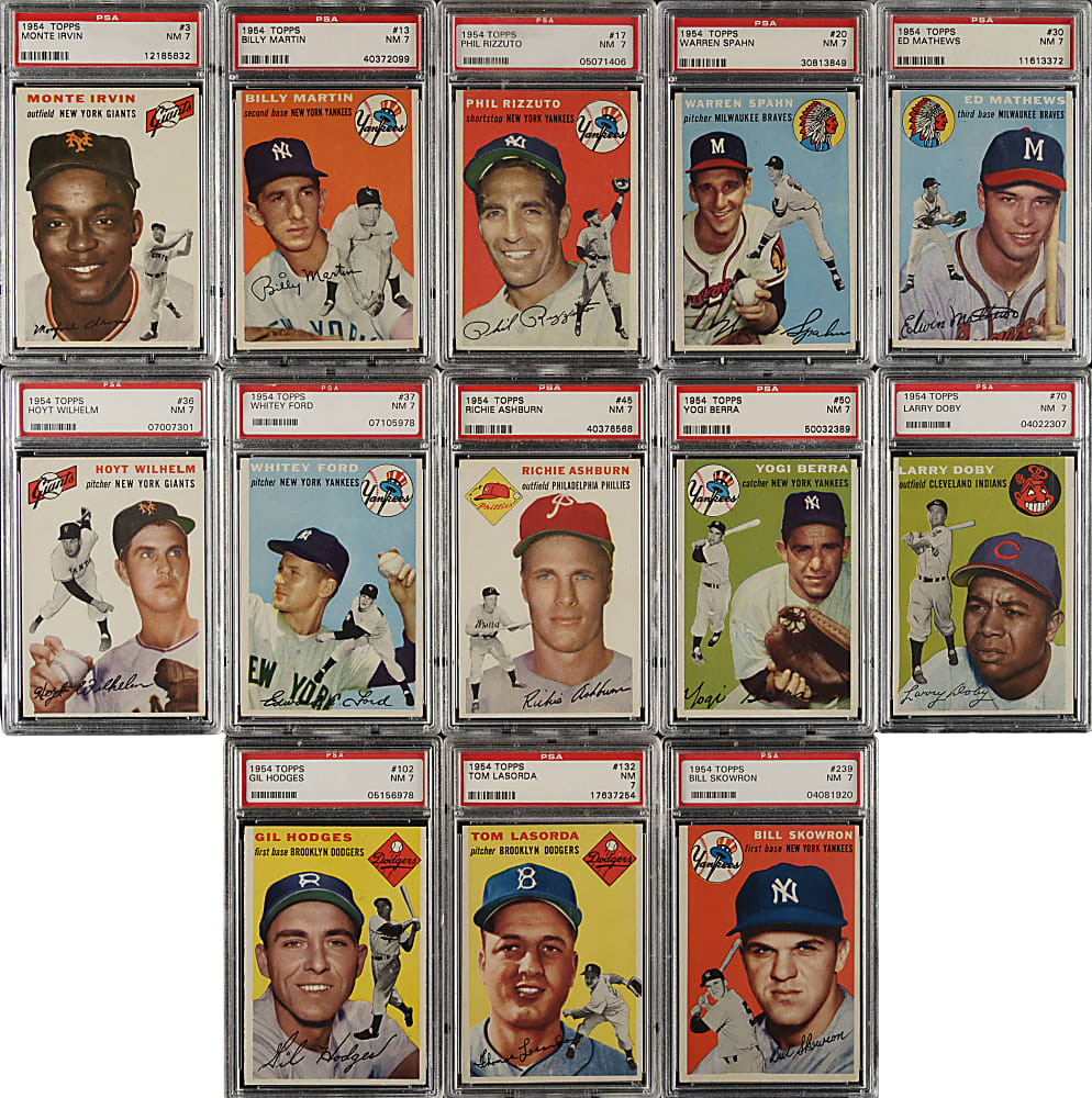 1954 Topps PSA-Graded Near-Complete Set (248/250) - All Graded NM 7
