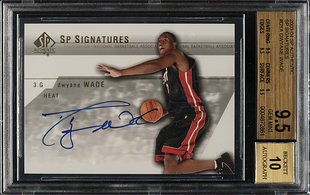 2003-2004 Upper Deck SP Authentic SP Signatures Basketball #DY-A Dwyane Wade Rookie BGS GEM MINT 9.5 with GEM MINT 10 Signature