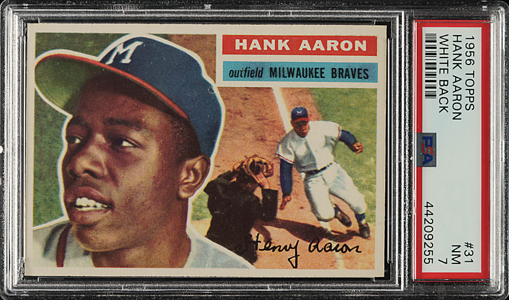 1956 Topps #31 Hank Aaron White Back PSA NM 7