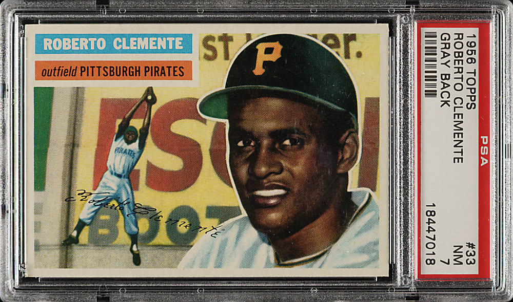 1956 Topps #33 Roberto Clemente Gray Back PSA NM 7