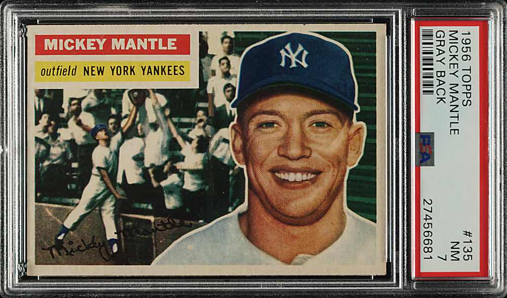 1956 Topps #135 Mickey Mantle Gray Back PSA NM 7