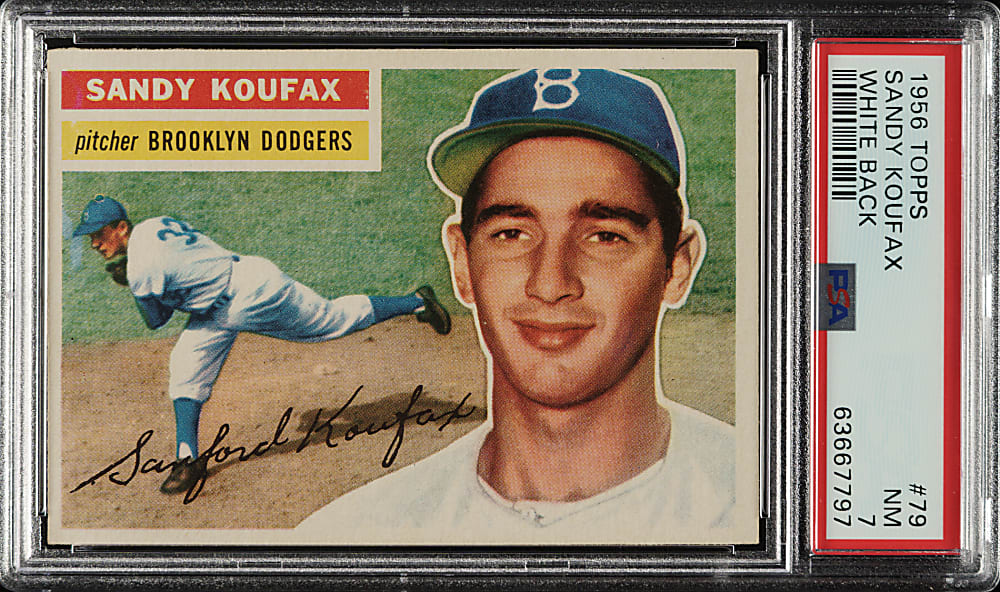 1956 Topps #79 Sandy Koufax White Back PSA NM 7