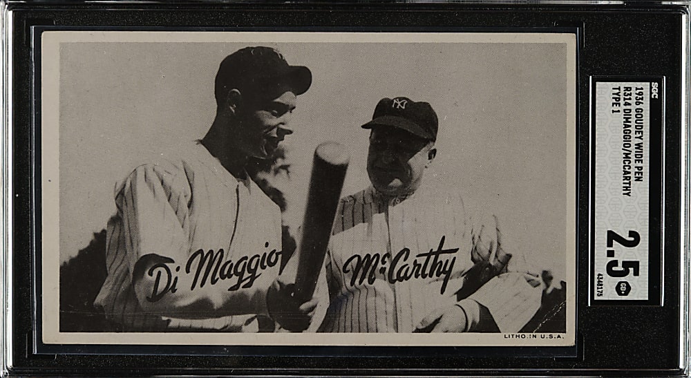 1936 R314 Goudey "Wide Pen" Premium Joe DiMaggio and Joe McCarthy SGC GOOD+ 2.5
