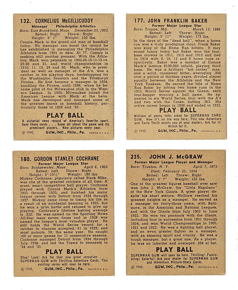 1940 R335 Play Ball Collection (31) Including Ten Hall of Famers
