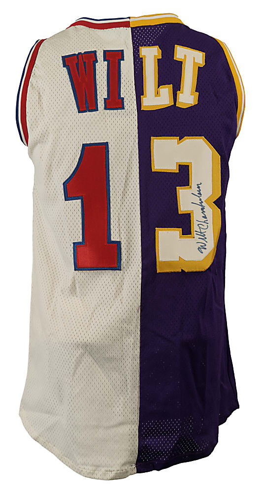 Wilt Chamberlain Signed "Los Angeles Lakers and Philadelphia Warriors/76ers" Split Jersey - JSA