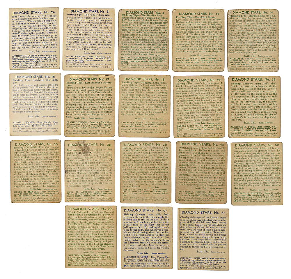 1934-1936 R327 Diamond Stars Partial Set (49/108) Including 22 Hall of Famers