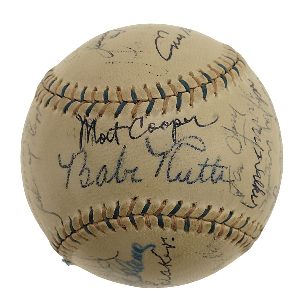 Hall of Fame and Stars Multi-Signed Baseball with Babe Ruth, Lou Gehrig, and Tris Speaker - JSA