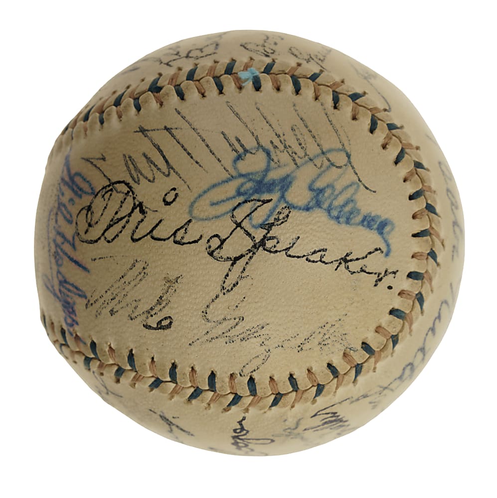 Hall of Fame and Stars Multi-Signed Baseball with Babe Ruth, Lou Gehrig, and Tris Speaker - JSA