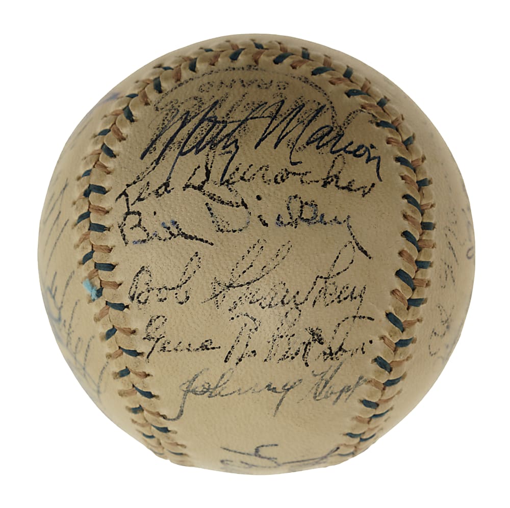 Hall of Fame and Stars Multi-Signed Baseball with Babe Ruth, Lou Gehrig, and Tris Speaker - JSA