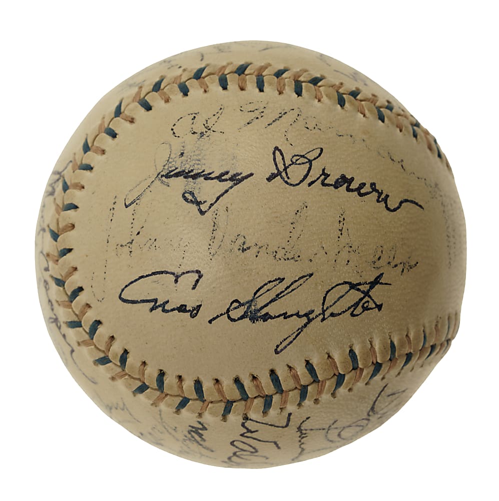 Hall of Fame and Stars Multi-Signed Baseball with Babe Ruth, Lou Gehrig, and Tris Speaker - JSA