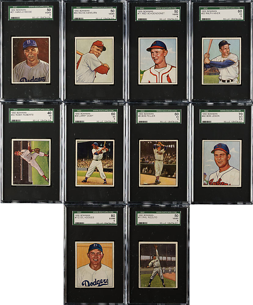 1950 Bowman Near-Complete Set (250/252) Including 14 PSA- and SGC-Graded Cards
