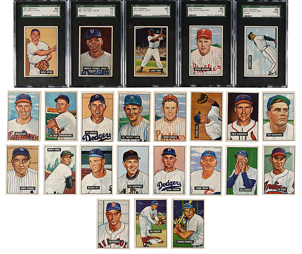 1951 Bowman Near-Complete Set (321/324) Including 13 SGC-Graded Cards