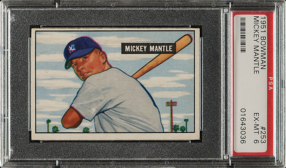 1951 Bowman #253 Mickey Mantle Rookie PSA EX-MT 6