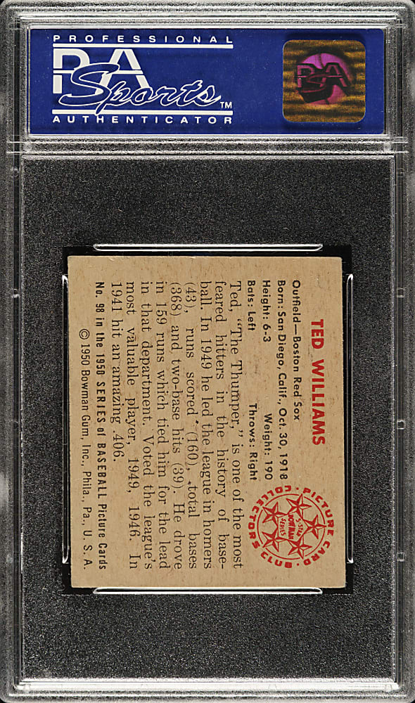 1950 Bowman #98 Ted Williams PSA EX 5