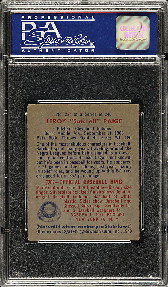 1949 Bowman #224 Satchel Paige PSA VG-EX 4