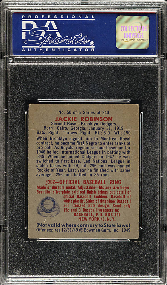 1949 Bowman #50 Jackie Robinson PSA VG 3