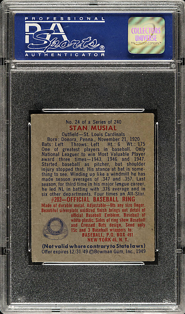 1949 Bowman #24 Stan Musial PSA VG 3