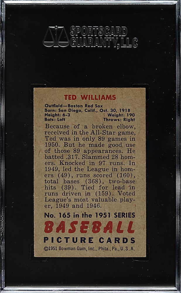 1951 Bowman #165 Ted Williams SGC NM 84