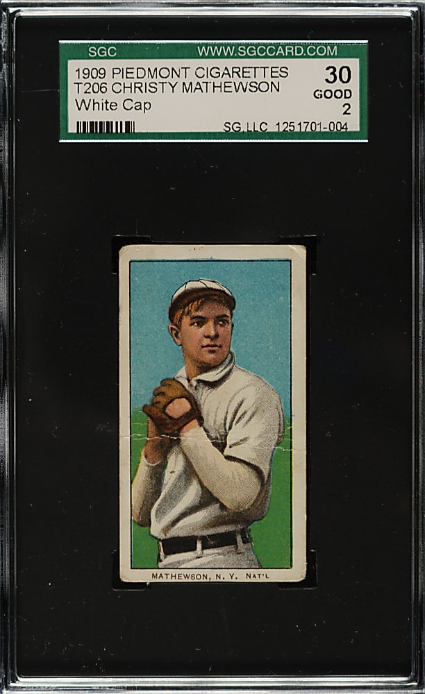 1909-1911 T206 White Border Christy Mathewson White Cap SGC GOOD 30
