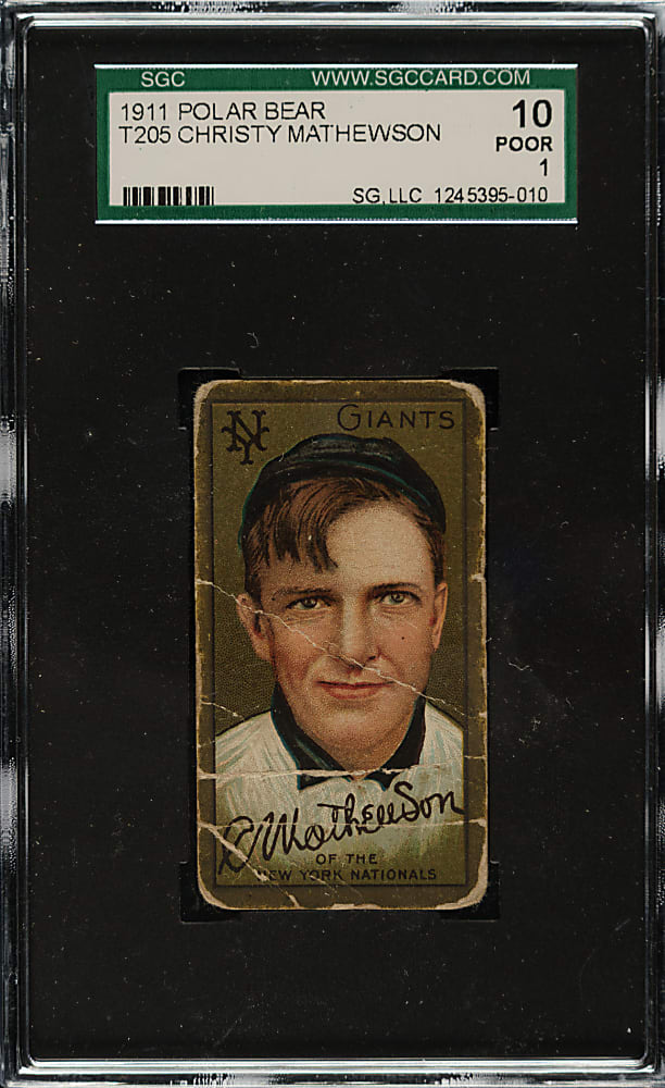 1911 T205 Gold Border Christy Mathewson SGC POOR 10 - Polar Bear Back