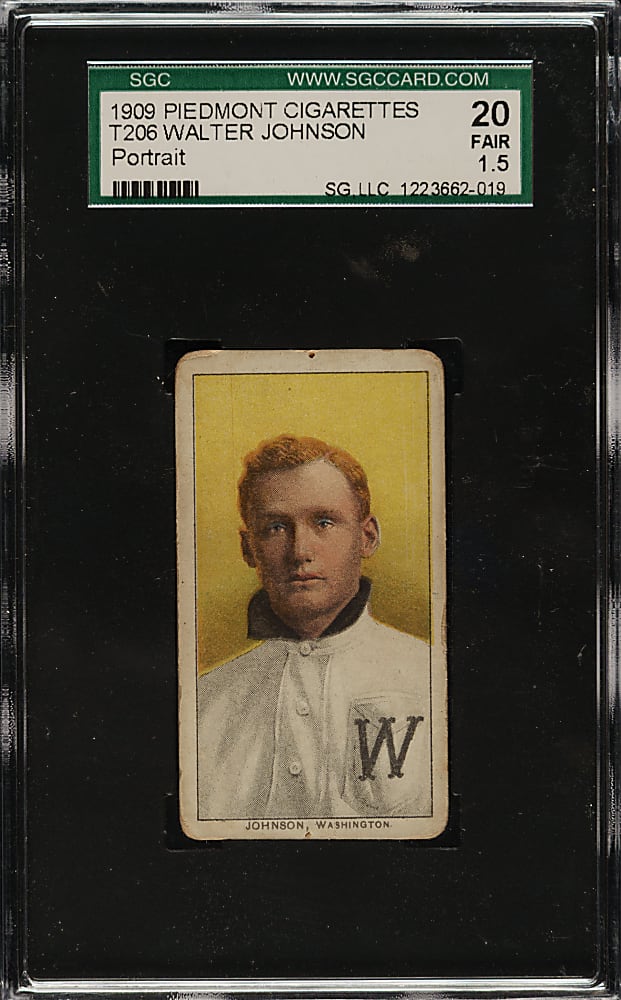 1909-1911 T206 White Border Walter Johnson Portrait SGC FAIR 20