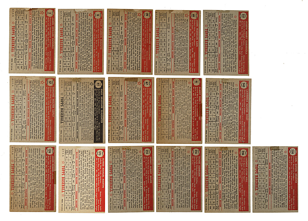 1952 Topps Partial Low-Number Run (162/310)