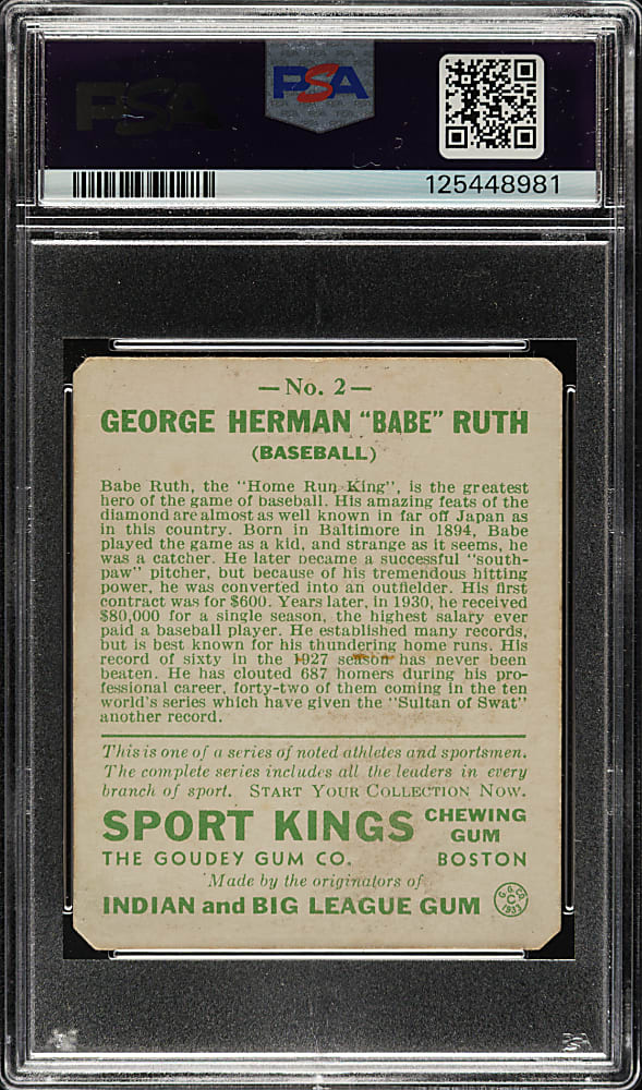 1933 R338 Sport Kings #2 Babe Ruth - PSA